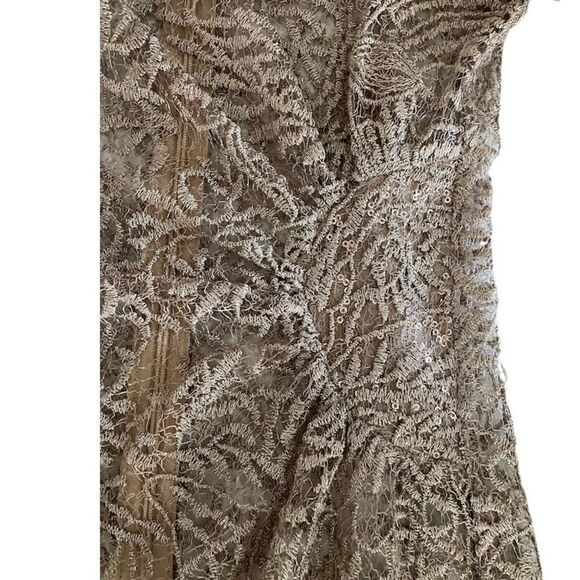 Rickie Freeman for Teri Jon Gold Embroidered Lace Overlay Gown - Picture 5 of 7